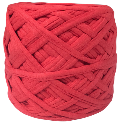 Knitsilk Flexi T-Shirt Yarn – 450g Super Chunky Recycled Cotton Blend – Vibrant Colors – Soft, Durable, Eco-Friendly Bulky Yarn for Knitting, Crochet, Macramé & DIY Crafts, Red