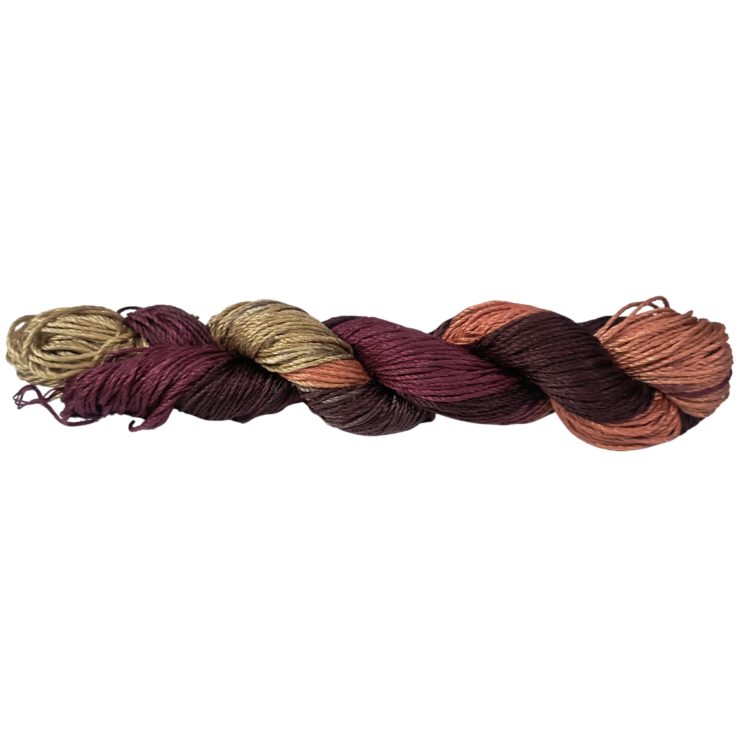 Knitsilk 3 Ply 100% Mulberry Silk Lace Weight Yarn –Purple and Peach (50g / 260 Yards)