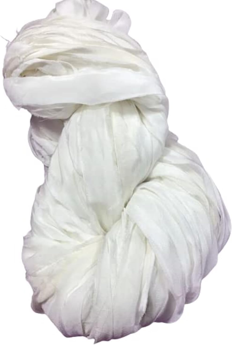 Dyeable Chiffon Sari Silk Ribbon - Natural White Ivory - 30 Yards Premium Recycled Silk