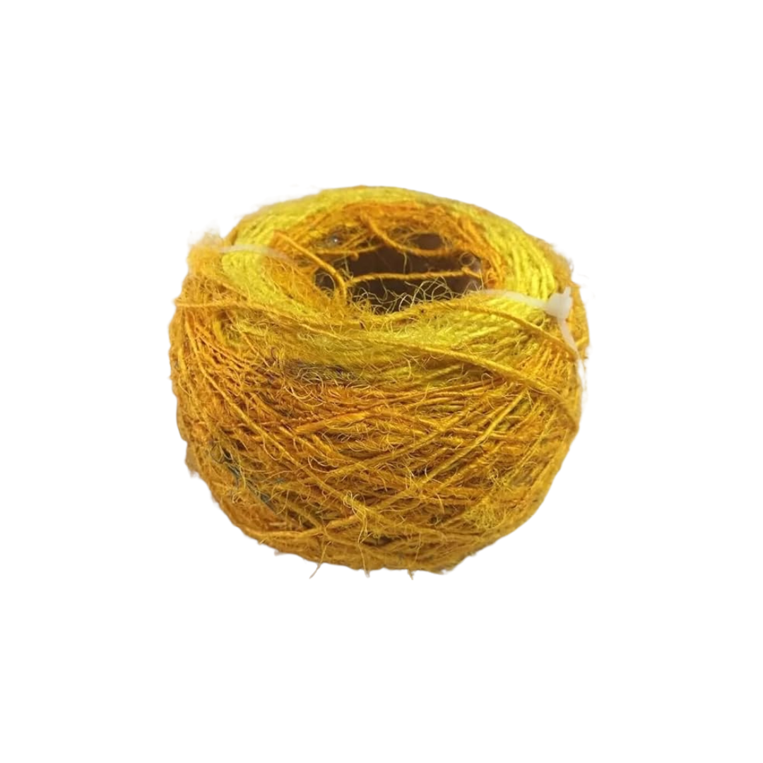 Knitsilk Regular Recycled Sari Silk Yarn - Yellow, 100 Grams (50-70 Yards) | Soft, Eco-Friendly Craft Yarn