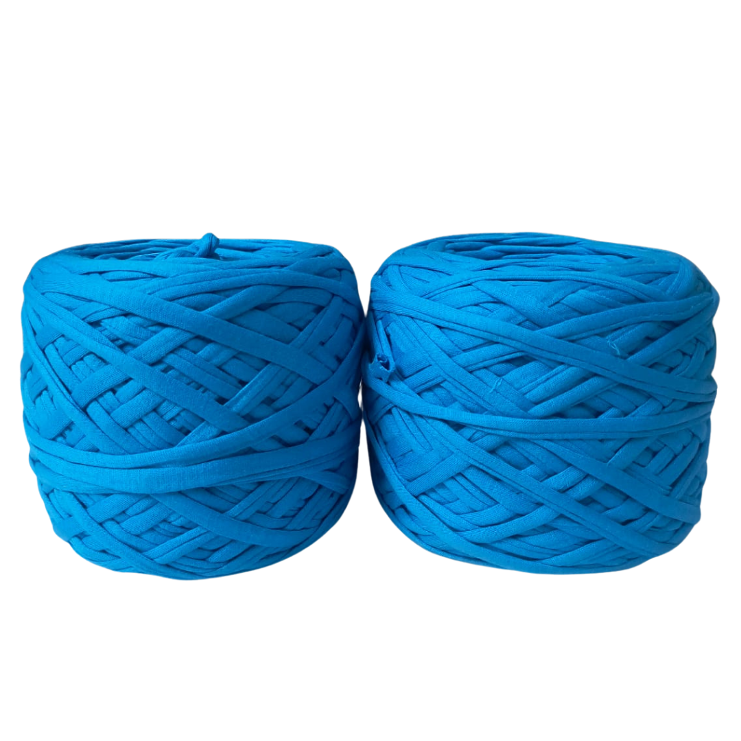 Knitsilk Flexi T-Shirt Yarn – 450g Super Chunky Recycled Cotton Blend – Vibrant Colors – Soft, Durable, Eco-Friendly Bulky Yarn for Knitting, Crochet, Macramé & DIY Crafts, Electric blue