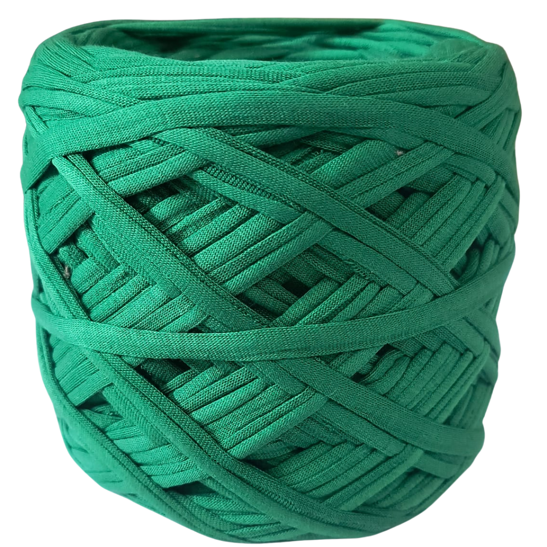 Knitsilk Flexi T-Shirt Yarn – 450g Super Chunky Recycled Cotton Blend – Vibrant Colors – Soft, Durable, Eco-Friendly Bulky Yarn for Knitting, Crochet, Macramé & DIY Crafts, Green