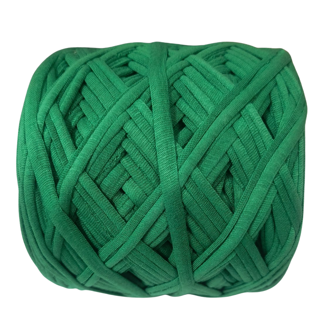Knitsilk Flexi T-Shirt Yarn – 450g Super Chunky Recycled Cotton Blend – Vibrant Colors – Soft, Durable, Eco-Friendly Bulky Yarn for Knitting, Crochet, Macramé & DIY Crafts, Green