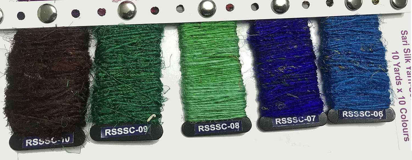 Knitsilk Mini Recycled Silk Yarn Pack - 10 Assorted Colors - 10gm x 10 - Sari Silk Yarn for Knitting & Crafting