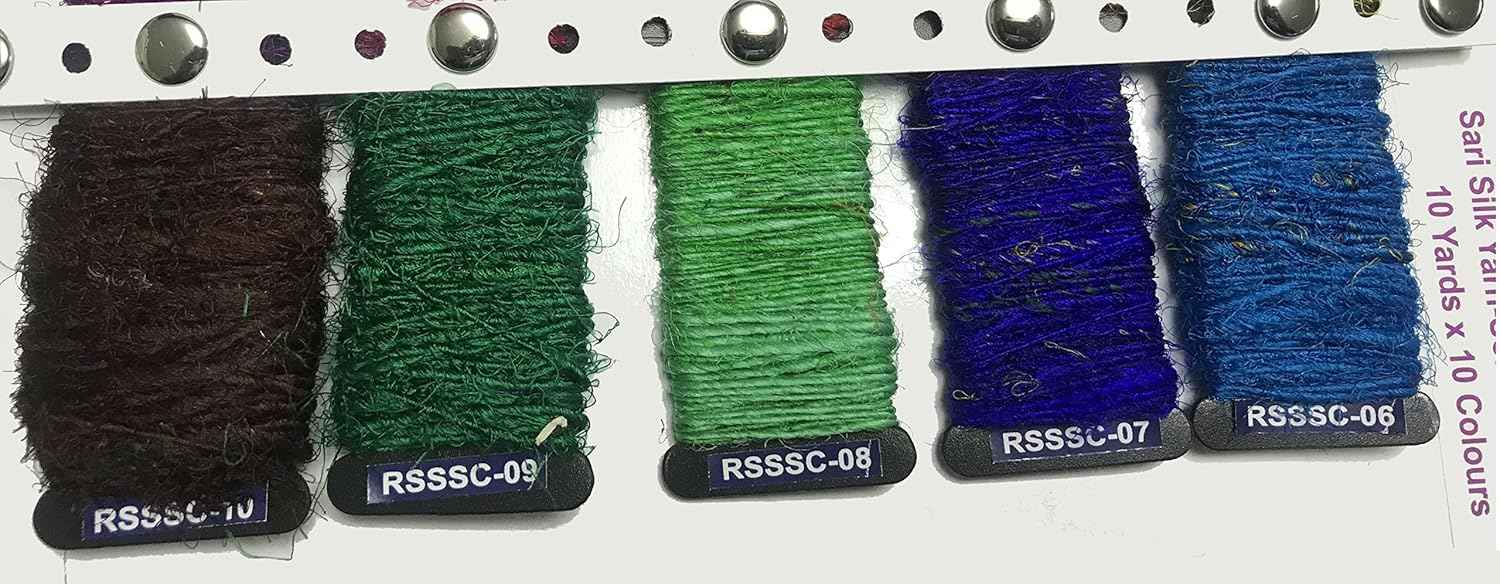Knitsilk Mini Recycled Silk Yarn Pack - 10 Assorted Colors - 10gm x 10 - Sari Silk Yarn for Knitting & Crafting
