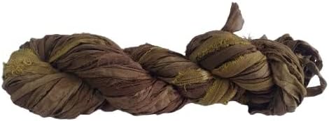 Knitsilk recycled sari silk ribbon yarn - Burnt olive