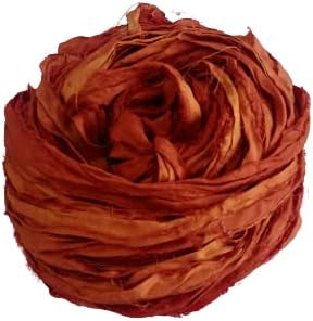 Knitsilk recycled sari silk ribbon yarn — Burnt orange