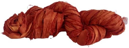 Knitsilk recycled sari silk ribbon yarn — Burnt orange