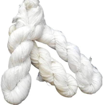 Knitsilk Recycled Sari Silk and chiffon ribbon yarn-White