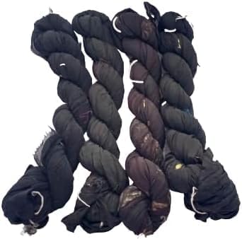 Knitsilk Recycled Sari Silk and chiffon ribbon yarn-Black