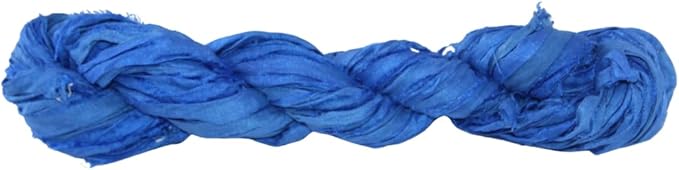 Knitsilk recycled sari silk ribbon yarn — Blue