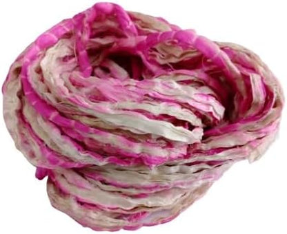 Knitsilk Recycled Shibori Sari Silk Ribbon Yarn-Light pink