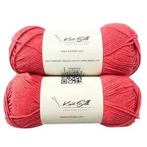 Knitsilk Soft Cotton Knitting Yarn – 100% Cotton | 2 X 100g (Approx. 200+ Yards)
