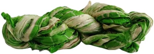 Knitsilk Recycled Shibori Sari Silk Ribbon Yarn-Green
