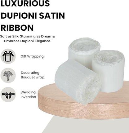 Knitsilk Dupioni Satin Ribbon, White