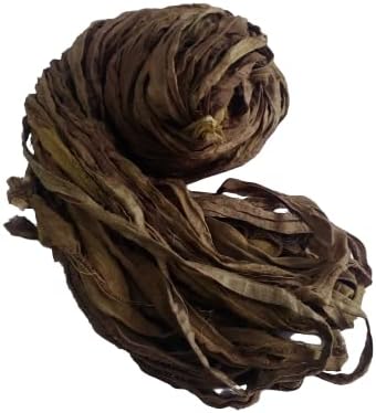 Knitsilk recycled sari silk ribbon yarn - Burnt olive