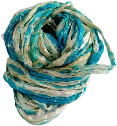 Knitsilk Recycled Shibori Sari Silk Ribbon Yarn-Blue