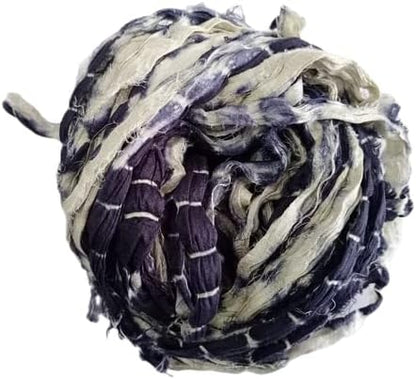 Knitsilk Recycled Shibori Sari Silk Ribbon Yarn-Black