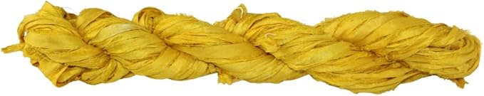 Knitsilk recycled sari silk ribbon yarn — Yellow