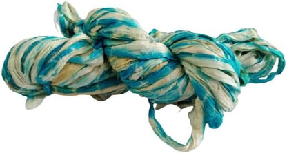 Knitsilk Recycled Shibori Sari Silk Ribbon Yarn-Blue