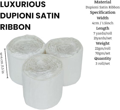 Knitsilk Dupioni Satin Ribbon, White