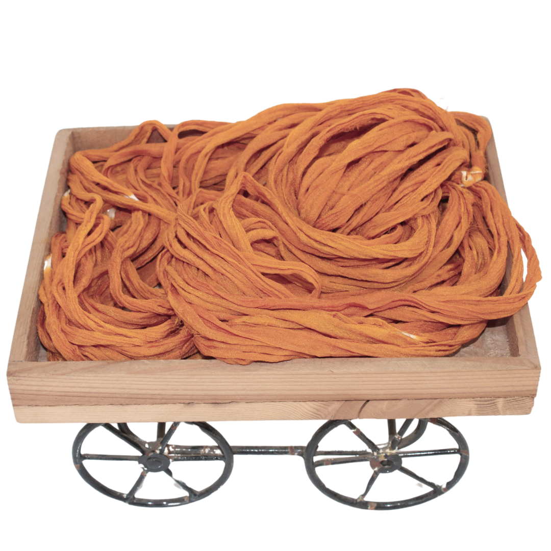 Knitsilk Super Bulky Hand?Dyed Soft Sari Silk & Chiffon Ribbon Yarn, Gold