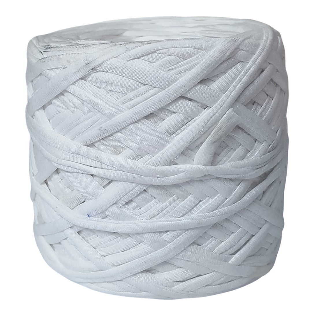 Knitsilk Flexi T-Shirt Yarn – 450g Super Chunky Recycled Cotton Blend – Vibrant Colors – Soft, Durable, Eco-Friendly Bulky Yarn for Knitting, Crochet, Macramé & DIY Crafts, White