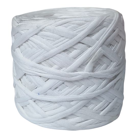 Knitsilk Flexi T-Shirt Yarn – 450g Super Chunky Recycled Cotton Blend – Vibrant Colors – Soft, Durable, Eco-Friendly Bulky Yarn for Knitting, Crochet, Macramé & DIY Crafts, White