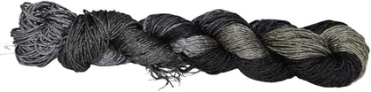 3 ply  Silk Lace Weight Yarn,Black and Grey