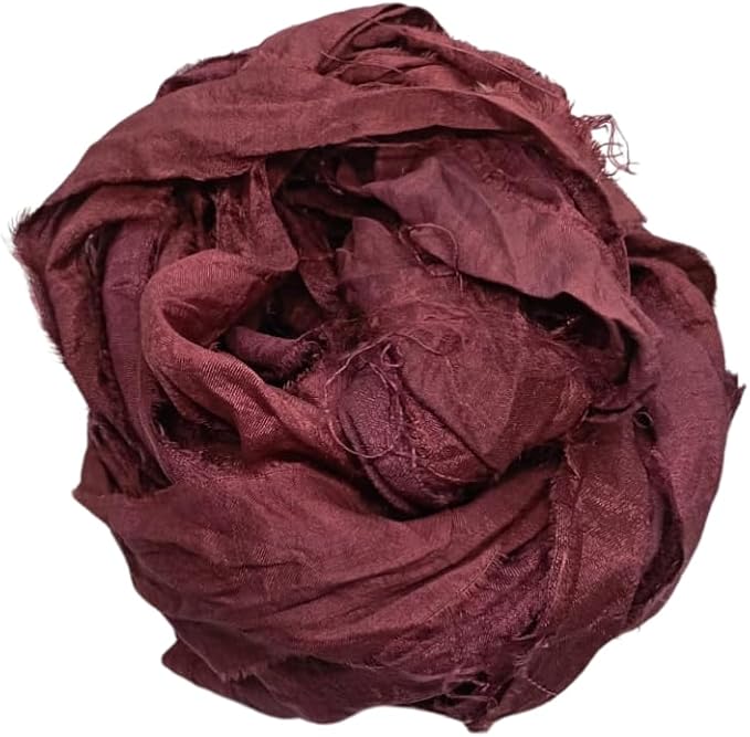 Knitsilk Recycled Sari Silk and chiffon ribbon yarn-Brown