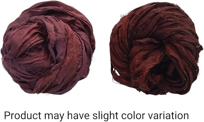 Knitsilk Recycled Sari Silk and chiffon ribbon yarn-Brown