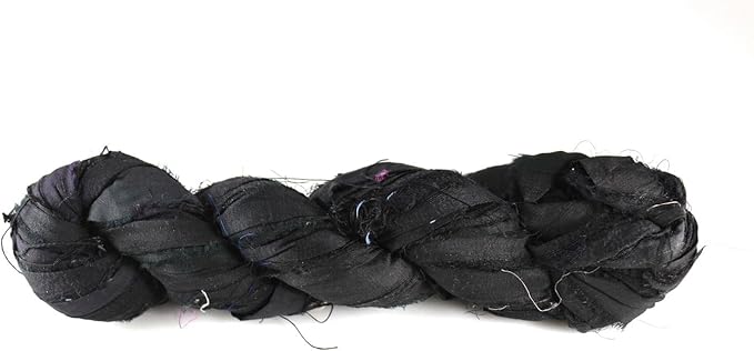 Knitsilk recycled sari silk ribbon yarn — Black