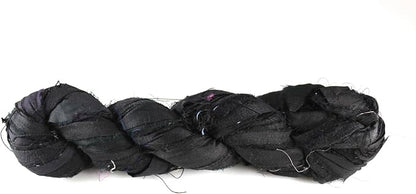 Knitsilk recycled sari silk ribbon yarn — Black