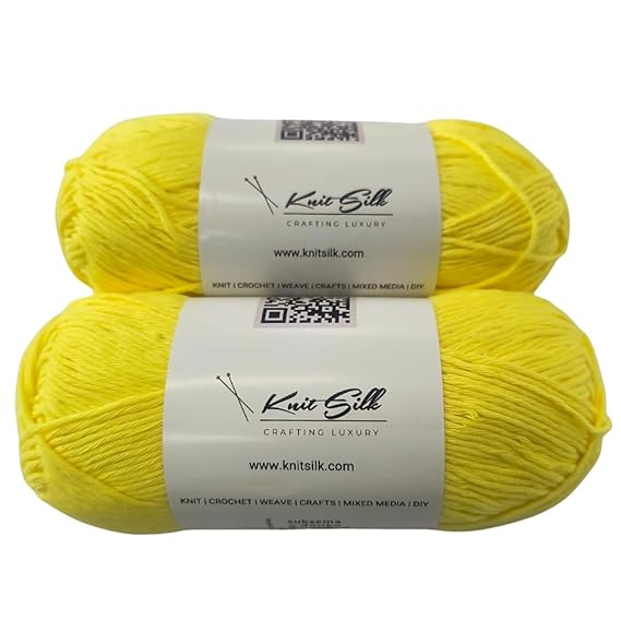 Knitsilk Soft Cotton Knitting Yarn – 100% Cotton | 2 X 100g (Approx. 200+ Yards)