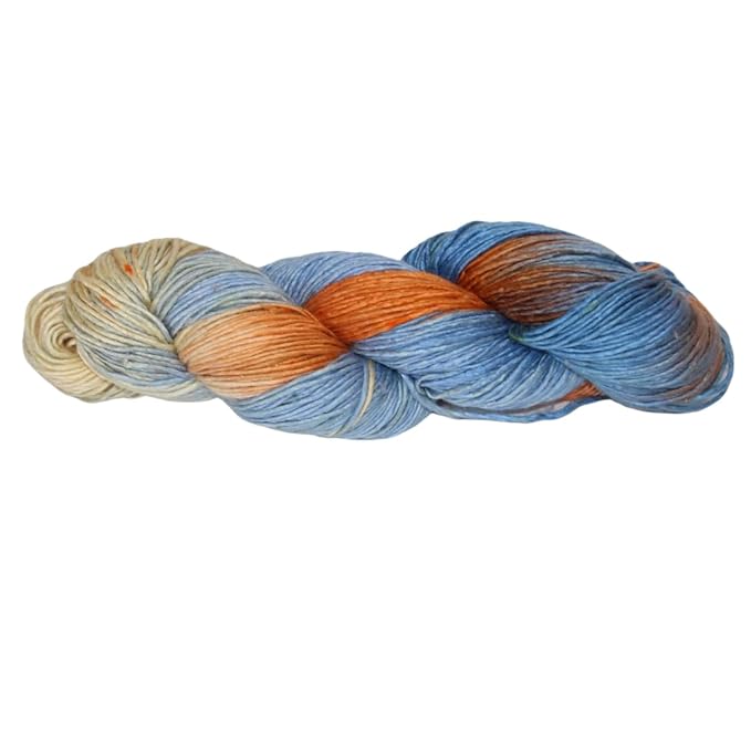 Knitsilk 100% Recycled and Hand-Dyed Silk Roving Worsted Yarn, Luxurious & Soft Silk Roving | Ideal for Knitting, Crocheting, Crafting | Smooth Texture & Fabulous Color.(100 gm-225 Yards,Ibiza)