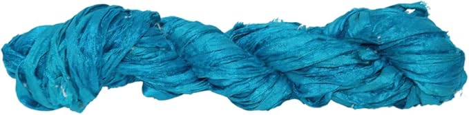 Knitsilk recycled sari silk ribbon yarn — Aqua blue