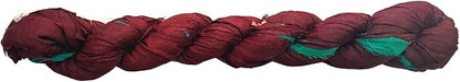 Knitsilk Recycled Sari Silk and chiffon ribbon yarn-Brown and Green