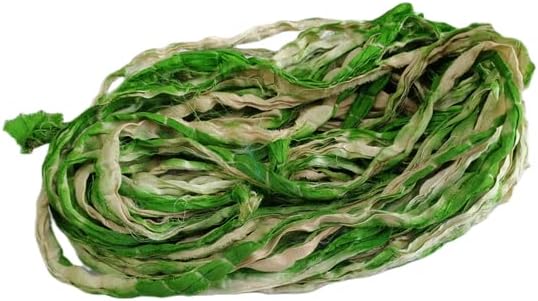 Knitsilk Recycled Shibori Sari Silk Ribbon Yarn-Green