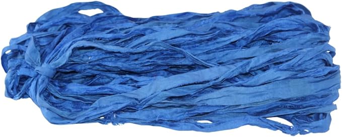 Knitsilk recycled sari silk ribbon yarn — Blue