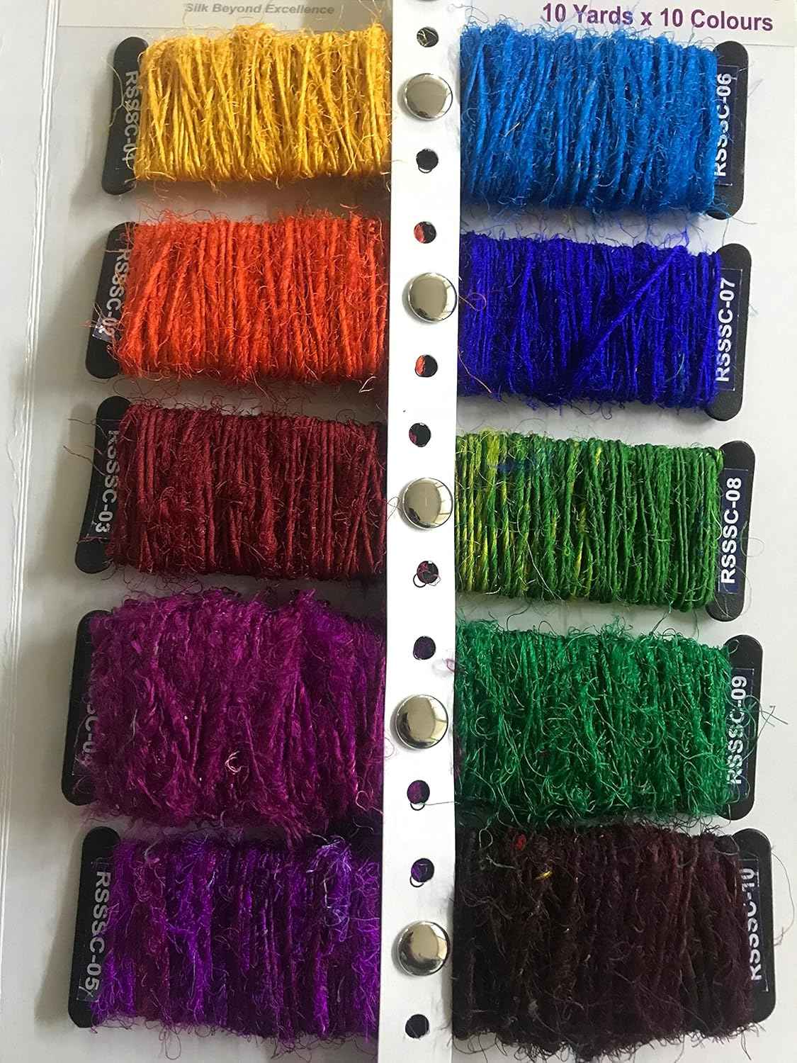 Knitsilk Mini Recycled Silk Yarn Pack - 10 Assorted Colors - 10gm x 10 - Sari Silk Yarn for Knitting & Crafting