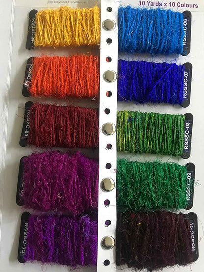 Knitsilk Mini Recycled Silk Yarn Pack - 10 Assorted Colors - 10gm x 10 - Sari Silk Yarn for Knitting & Crafting