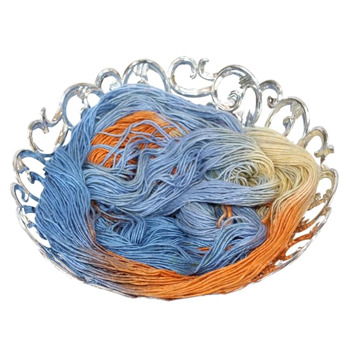 Knitsilk 100% Recycled and Hand-Dyed Silk Roving Worsted Yarn, Luxurious & Soft Silk Roving | Ideal for Knitting, Crocheting, Crafting | Smooth Texture & Fabulous Color.(100 gm-225 Yards,Ibiza)