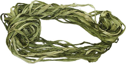 Knitsilk Recycled Sari Silk Ribbon Yarn-Olive Ombre