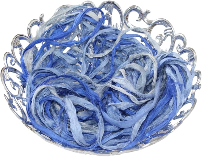 Knitsilk Recycled Sari Silk Ribbon Yarn-Blue Ombre