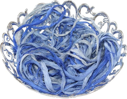 Knitsilk Recycled Sari Silk Ribbon Yarn-Blue Ombre