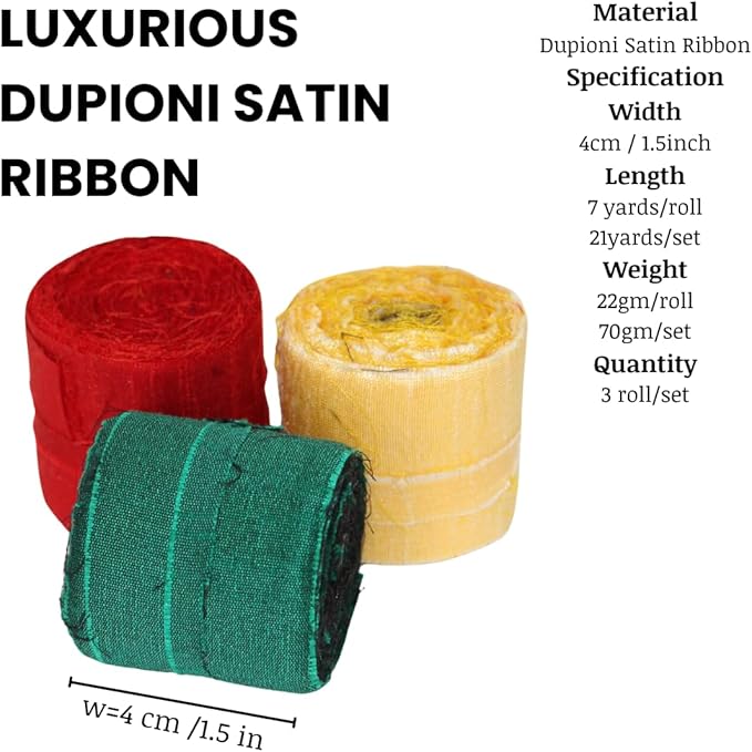 Knitsilk Dupioni Satin Ribbon Green and Red
