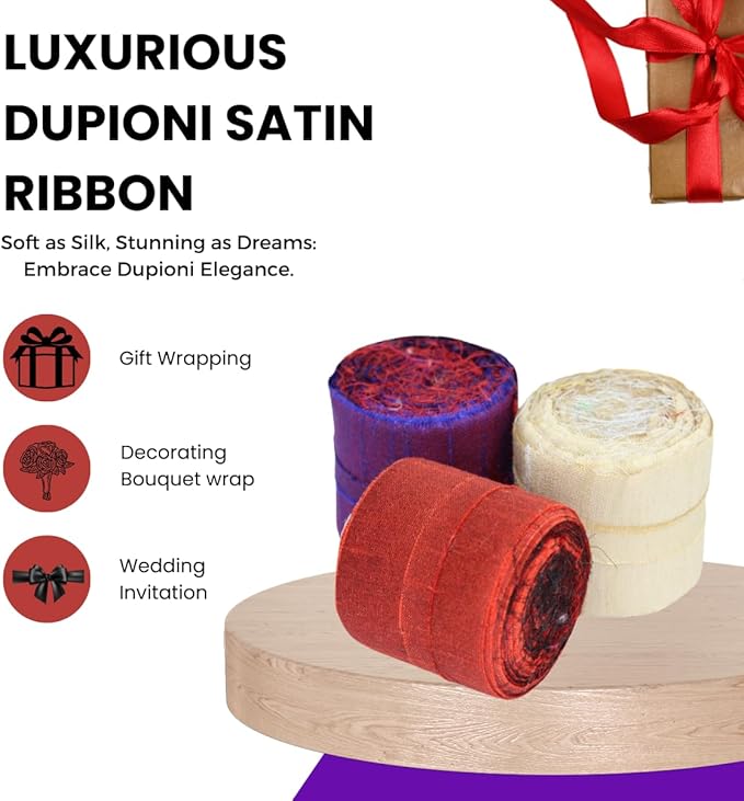 Knitsilk Dupioni Satin Ribbon Purple and Red