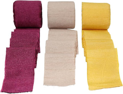 Knitsilk Dupioni Satin Ribbon Magenta and Yellow