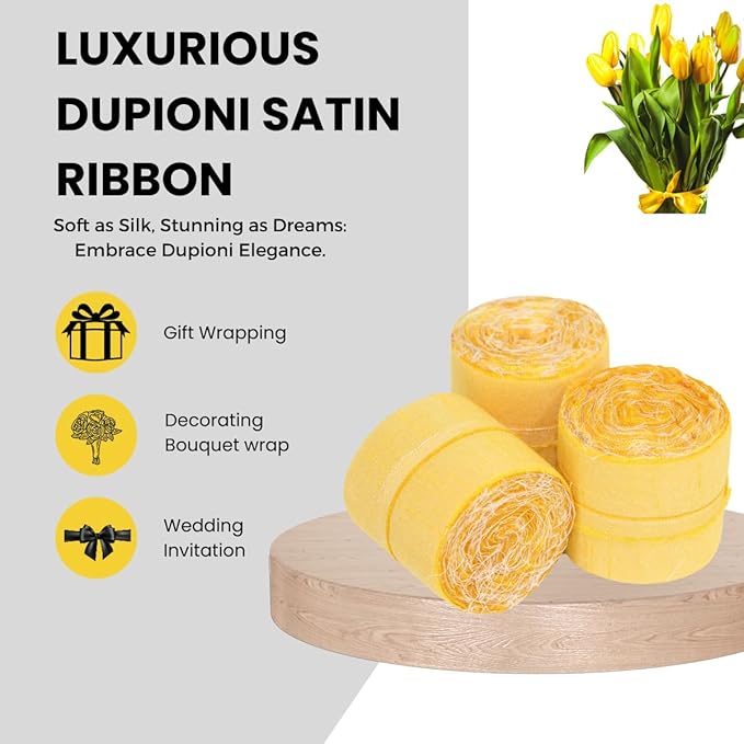 Knitsilk Dupioni Satin Ribbon,Yellow