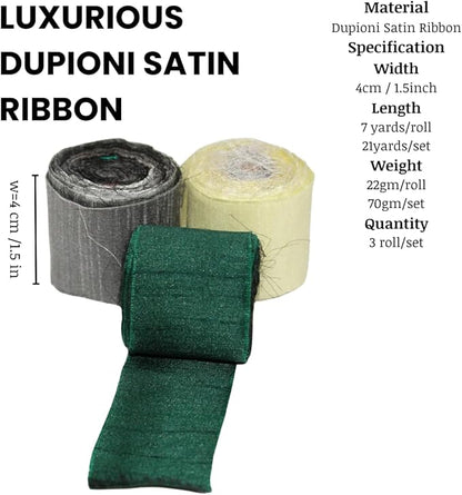 Knitsilk Dupioni Satin Ribbon Green and Brown